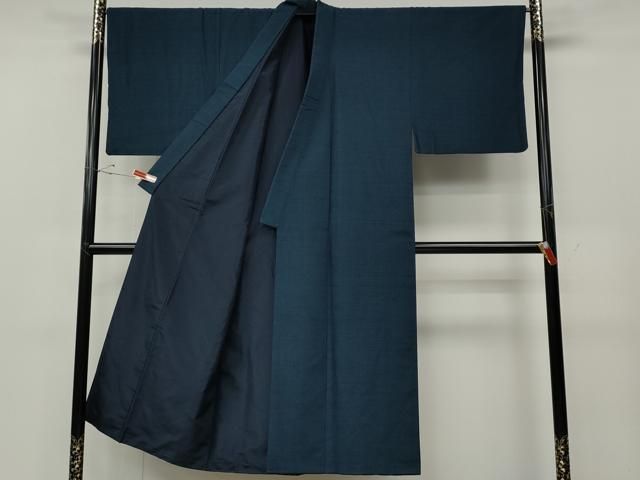 平和屋着物●男性　紬　アンサンブル　留紺色　正絹　逸品　CABC2724vp 平和屋着物○男性 紬 アンサンブル 留紺色 正絹 逸品 CABC2724vp