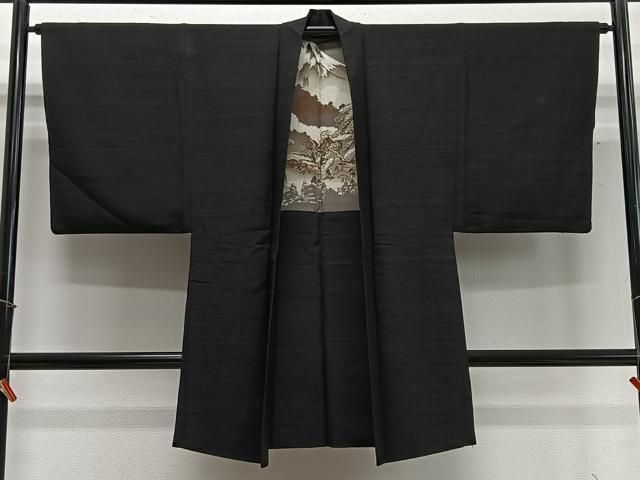 平和屋着物∞男性　長羽織　髭紬地　霞文　正絹　逸品　CABD4715ua 送料無料】平和屋着物∞男性 長羽織 髭紬地 霞文 正絹 逸品 CABD4715ua