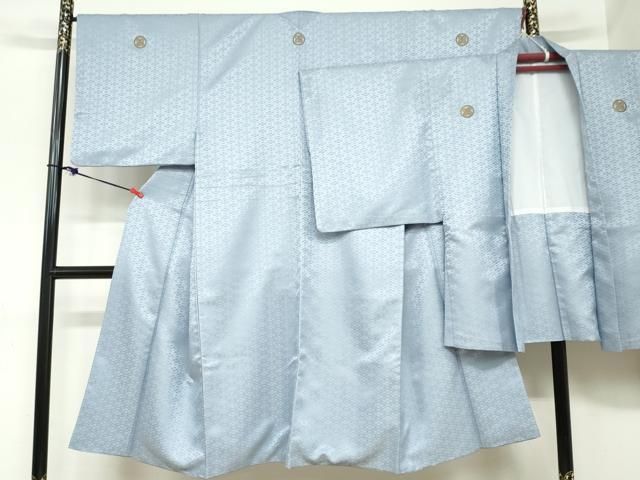 平和屋着物●男性 色紋付 羽織セット 菱地紋 秘色色 洗える着物 DABC2411ud