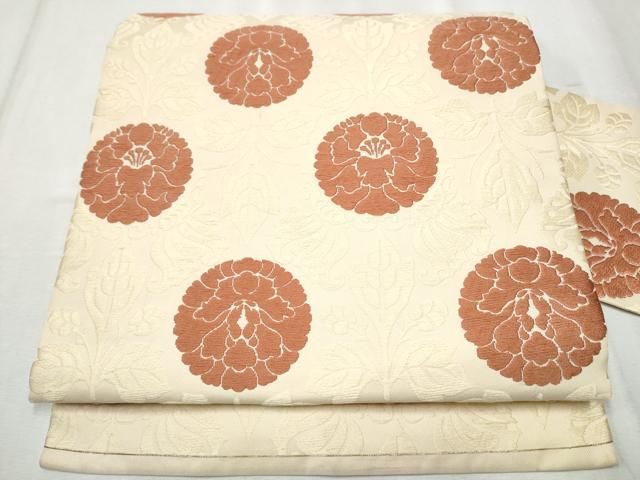 超美品　名古屋帯　着物　368 喜多川平郎　人間国宝　唐草文　俵屋　有職織物 平和屋着物○俵屋 人間国宝 喜多川平朗 有職織物 九寸名古屋帯 唐織