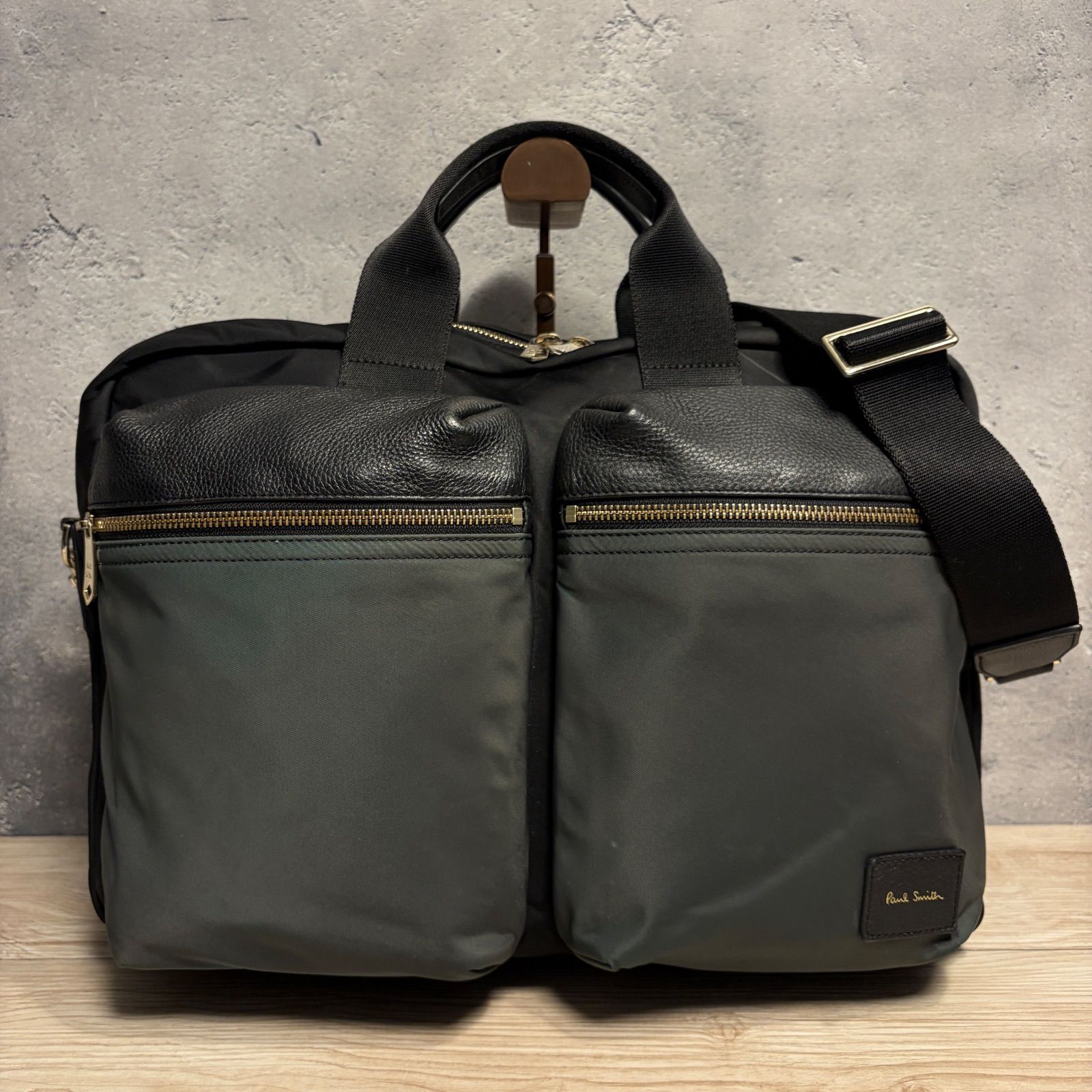 Paul Smith ポールスミス ビジネスバッグ ブラック グリーン 2WAY 