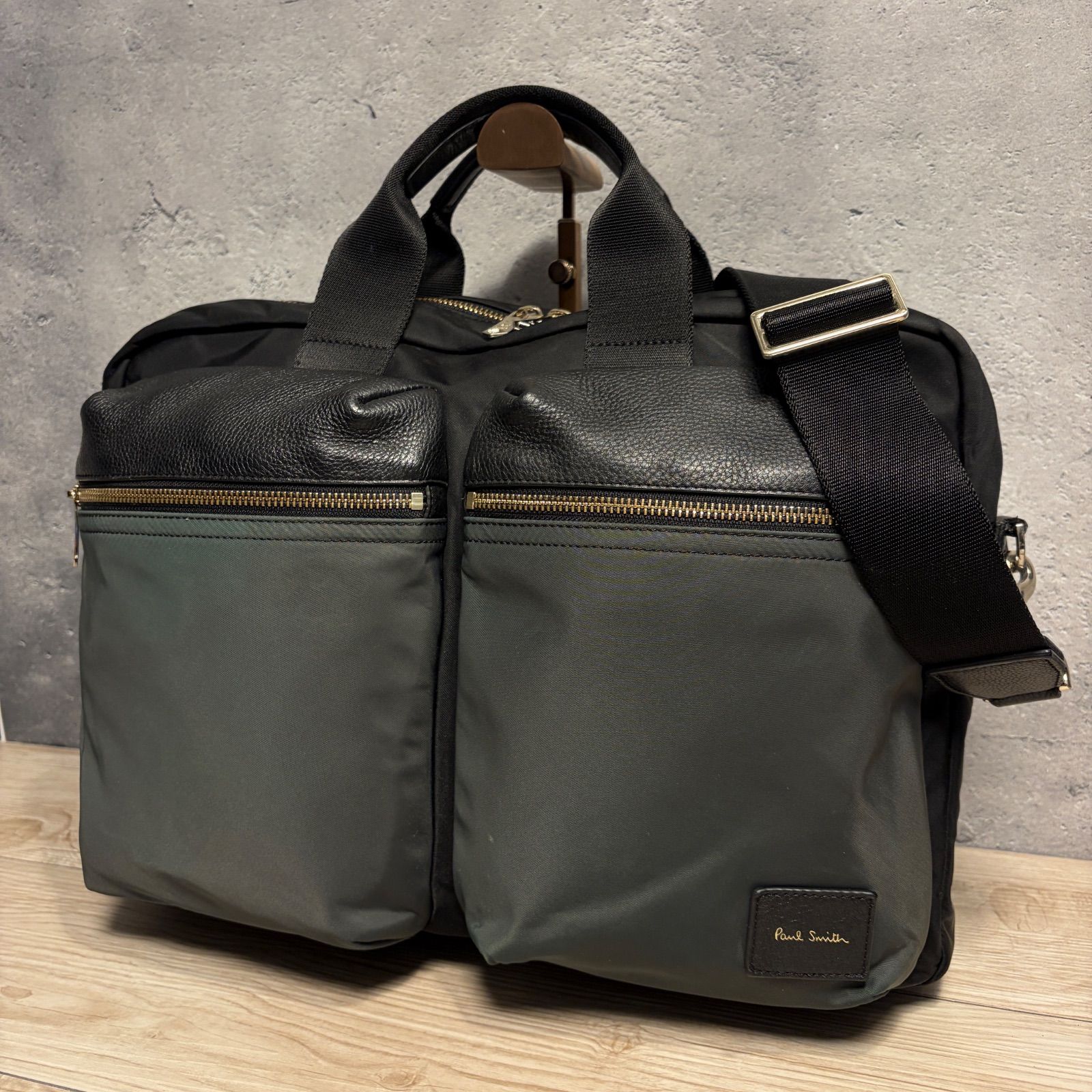 Paul Smith ポールスミス ビジネスバッグ ブラック グリーン 2WAY 