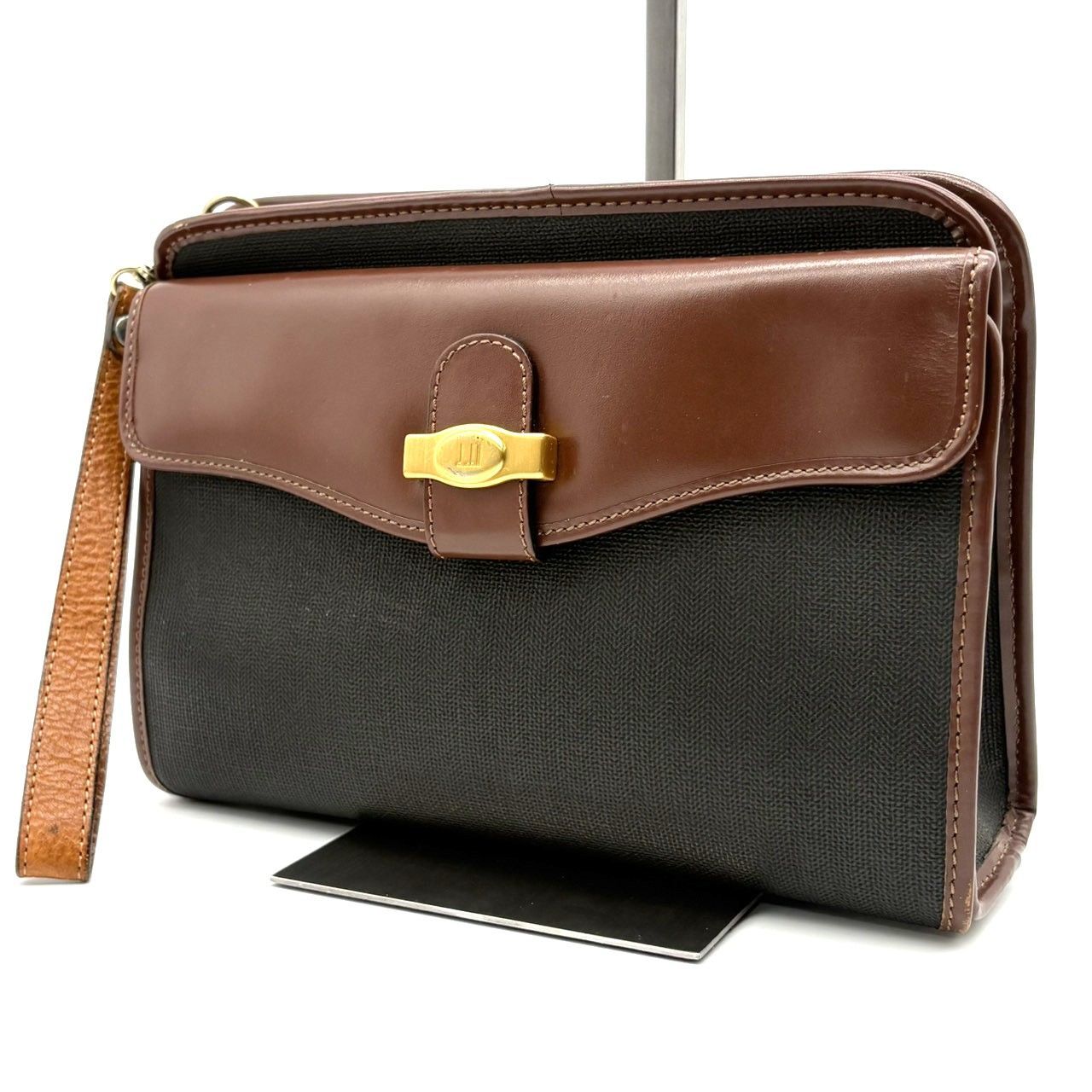 美品 dunhill 2way ビジネスバッグ シボ革 ダークブラウン dunhill ビジネスバッグ レザー ダークブラウン 2way ショルダーベルト