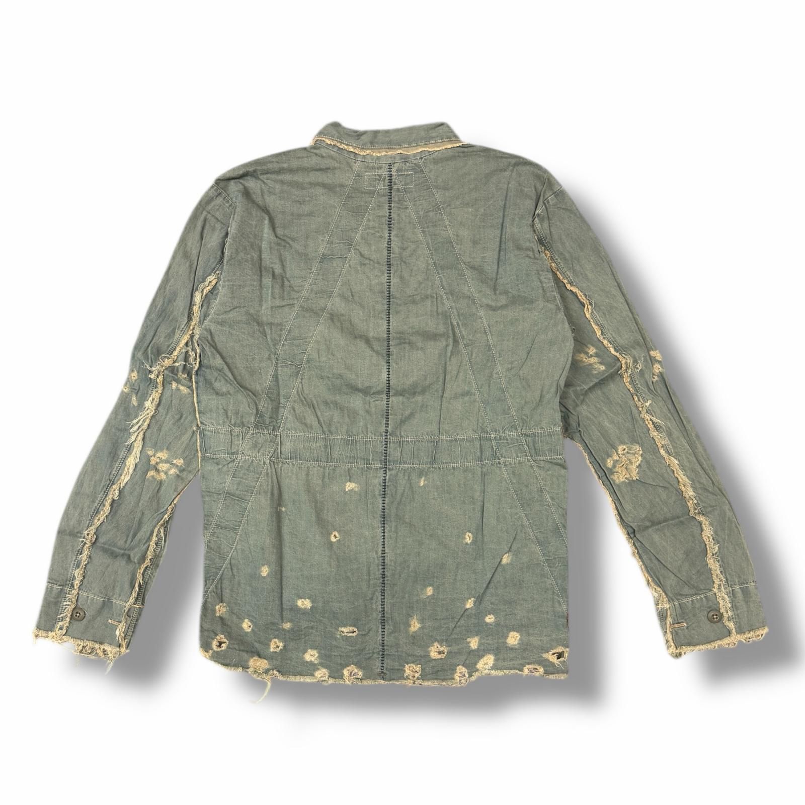 未使用 MINUS PW Slash Seam HBT Work Shirt With Damaged (FROM COAL