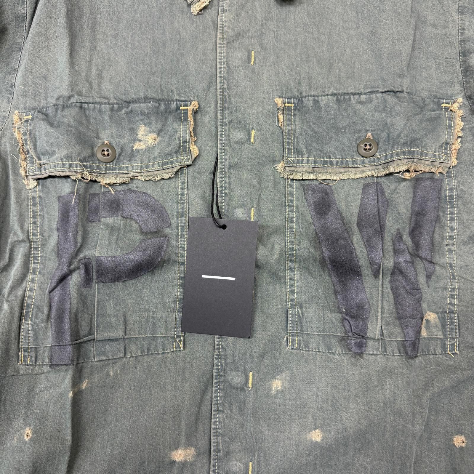 未使用 MINUS PW Slash Seam HBT Work Shirt With Damaged (FROM COAL