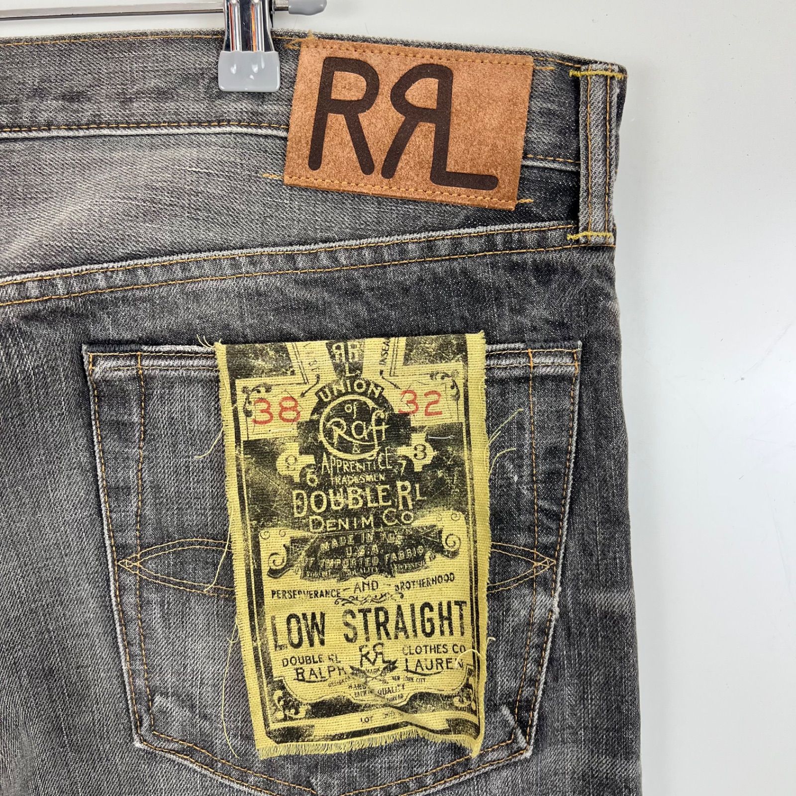 J*E様 最終値下げ‼️ RRL ローストレートデニム　ダメージ&リペア加工　ア RRL Ralph Lauren NWT damaged LOW STRAIGHT denim pants w38 ダブル