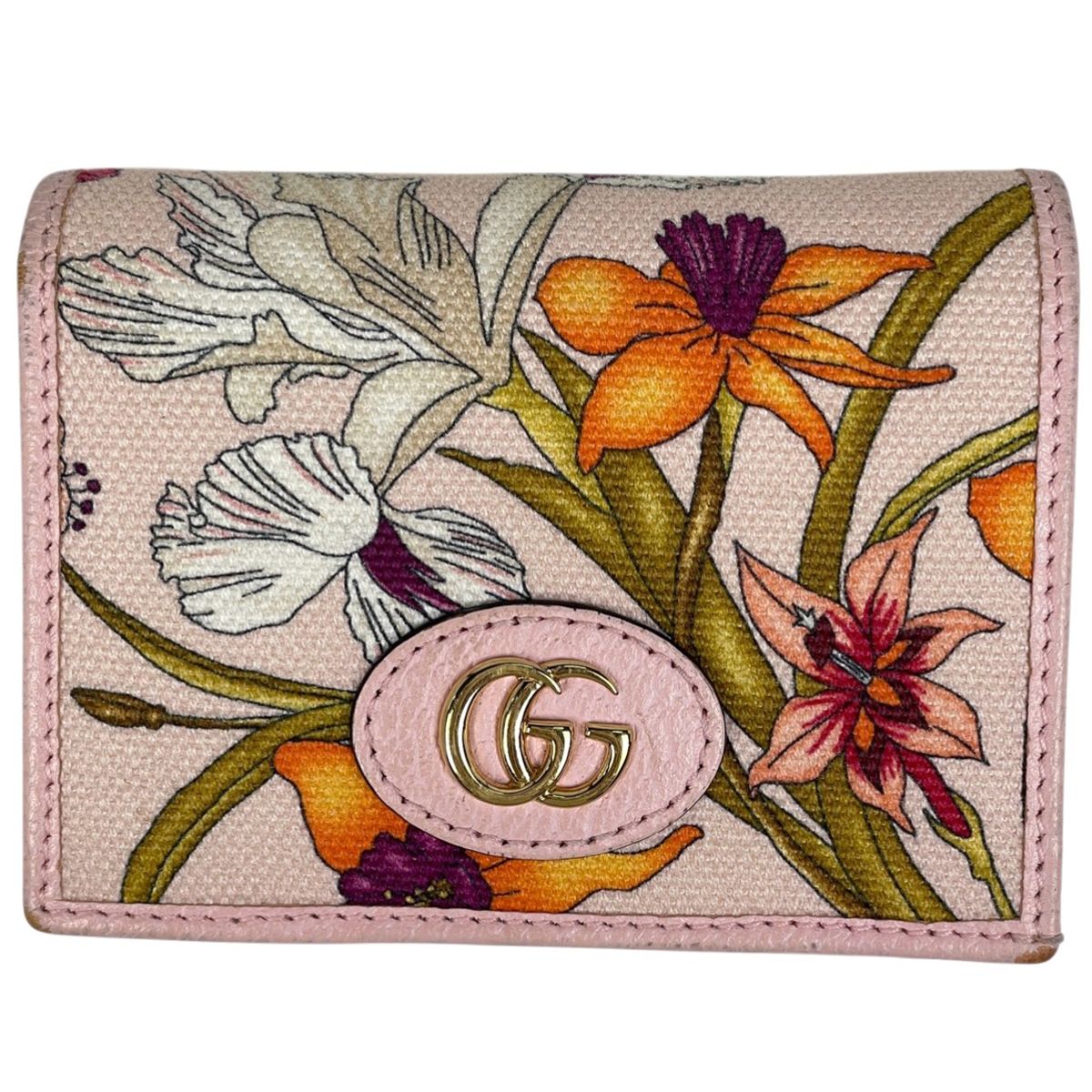 新品未使用】GUCCI 二つ折り財布 GGキャンパス柄 ピンク 新品未使用】GUCCI 二つ折り財布 GGキャンパス柄 ピンク