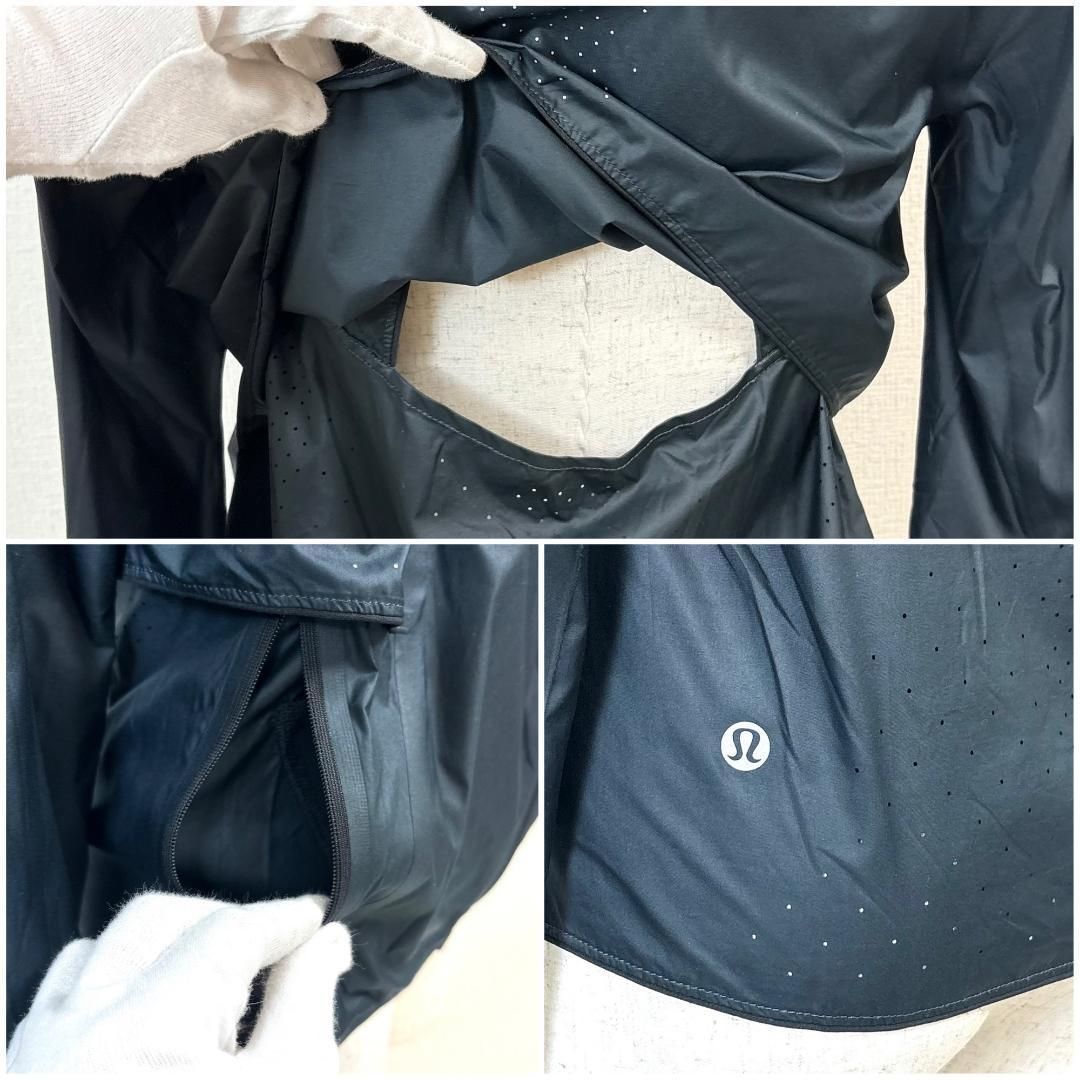 美品】 lululemon ジップアップ長袖ジャケット 2 ネイビーブラック
