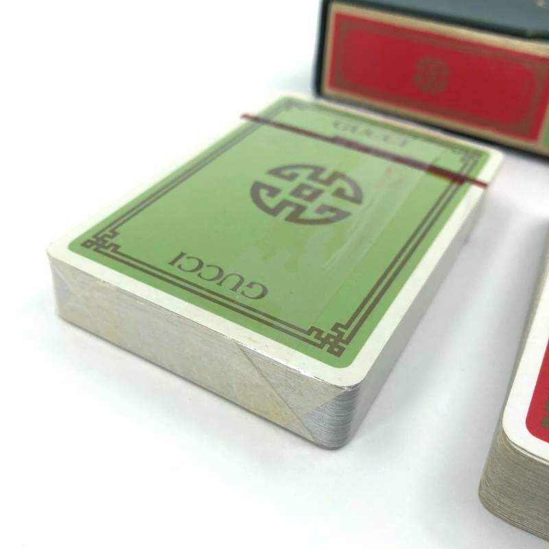 新品未開封オールドGUCCI トランプセット 赤 緑 ボックス入り ケース付き】GUCCI グッチ／トランプ 2セット 赤・緑／紙／レッド
