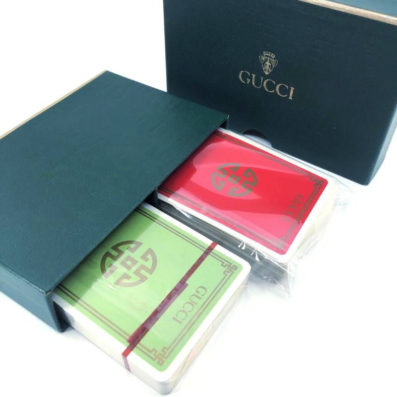 ケース付き】GUCCI グッチ／トランプ 2セット 赤・緑／紙／レッド