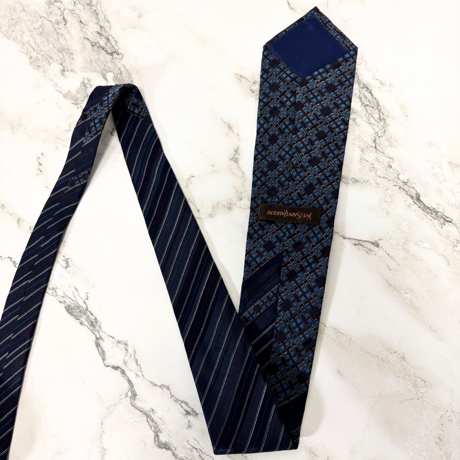 未使用級】イヴサンローラン Yves Saint Laurent ネクタイ シルク100