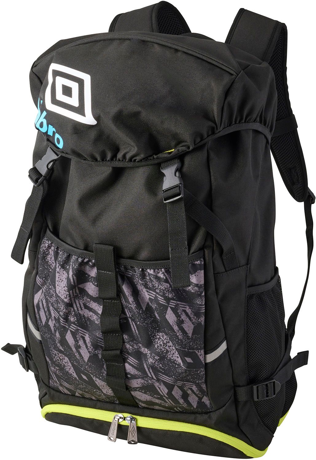 アンブロ umbro サッカー バックパック ボールネット付 フットボール バッグ カバン リュックサック デイパック 小物 収納 ポケット 部活動 クラブ サークル スクール チーム UF5SBP02U BKLM ブラック×ライム