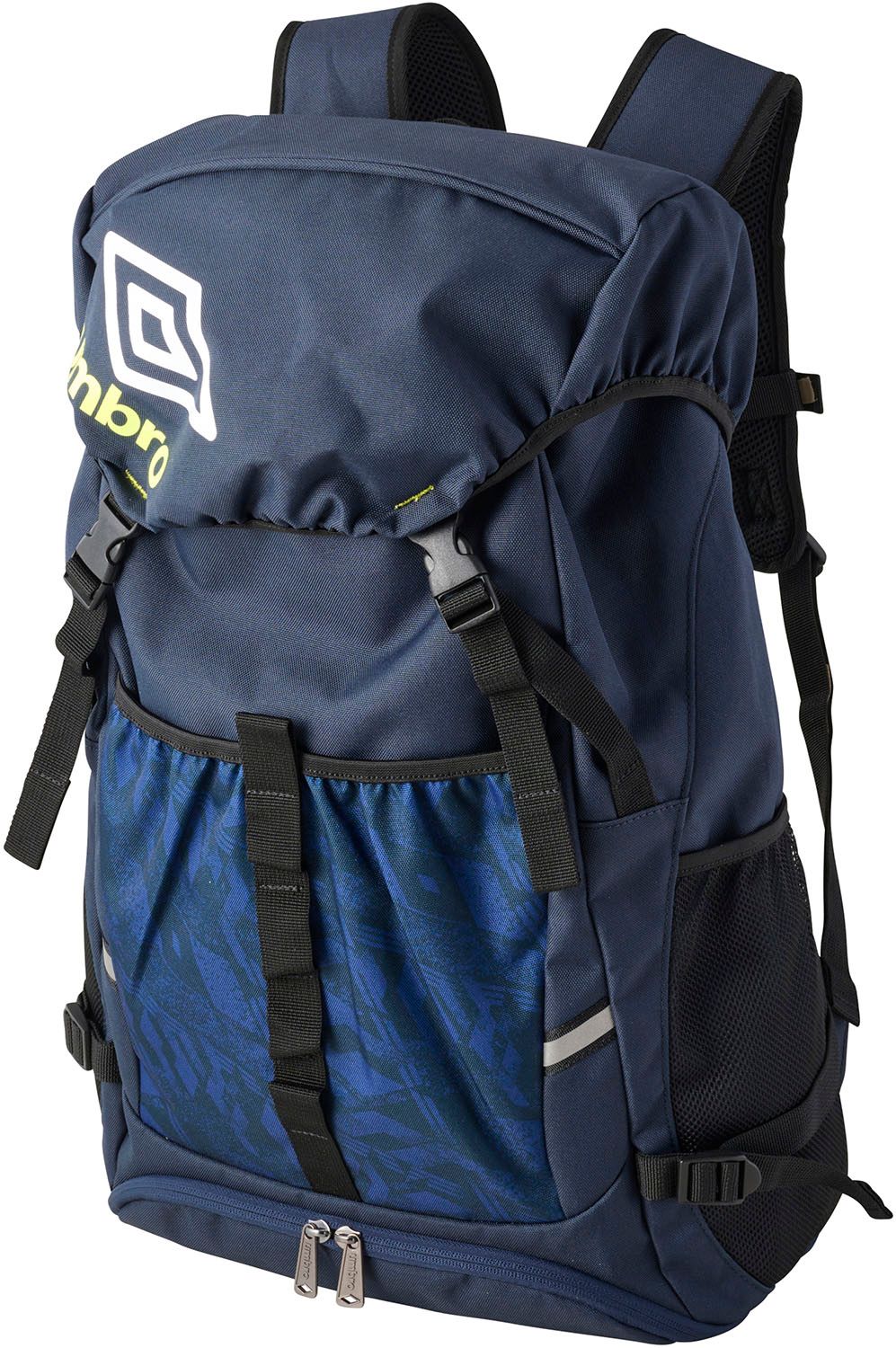 アンブロ umbro サッカー バックパック ボールネット付 フットボール バッグ カバン リュックサック デイパック 小物 収納 ポケット 部活動 クラブ サークル スクール チーム UF5SBP02U NVLM ネイビー×ライム