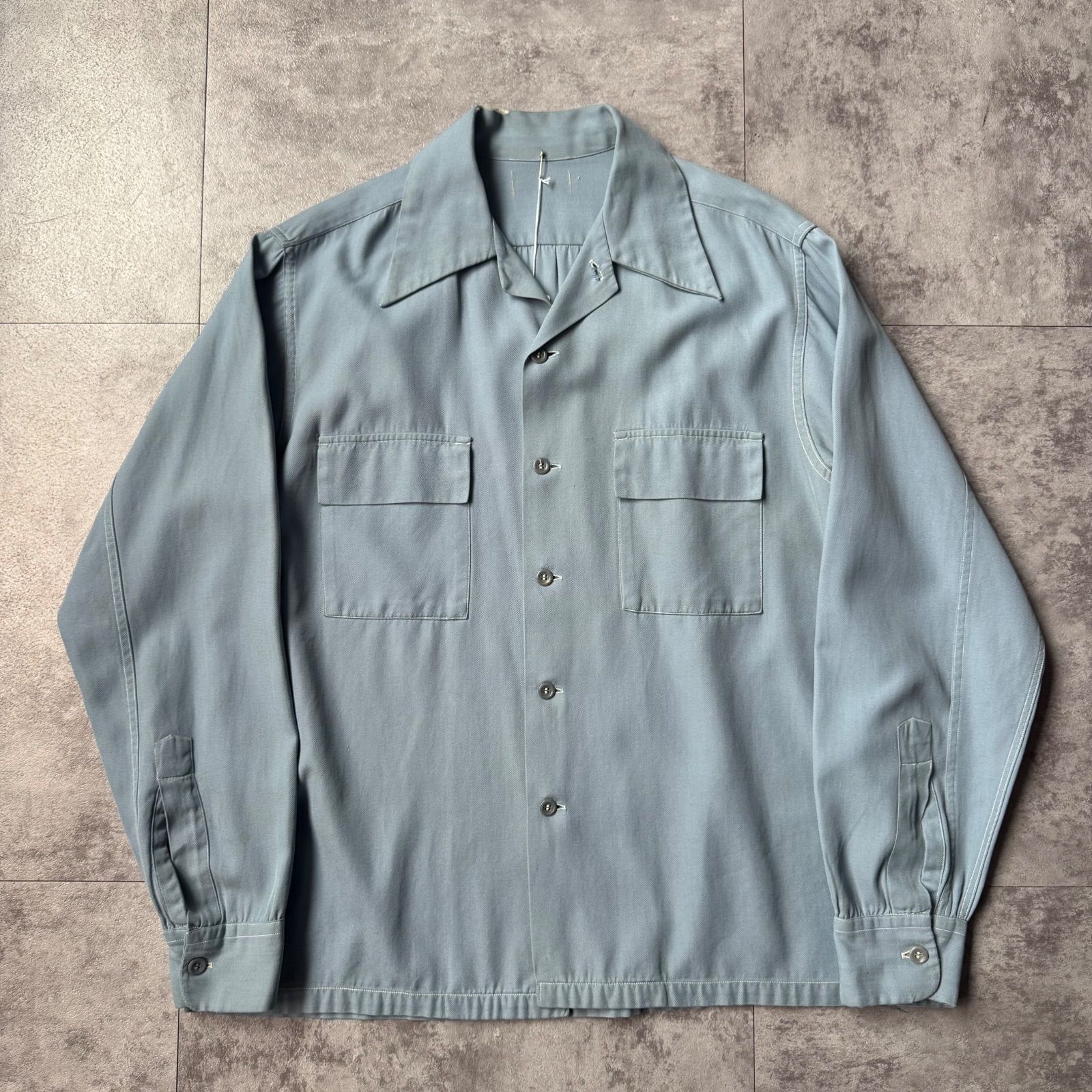 1940's〜 US Vintage Rayon Gabardine Box Shirt / 40年代
