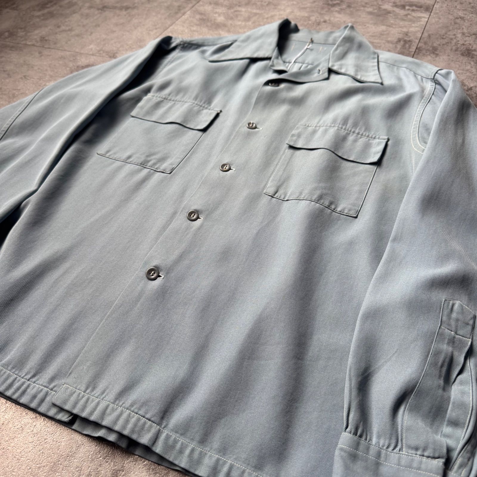 1940's〜 US Vintage Rayon Gabardine Box Shirt / 40年代