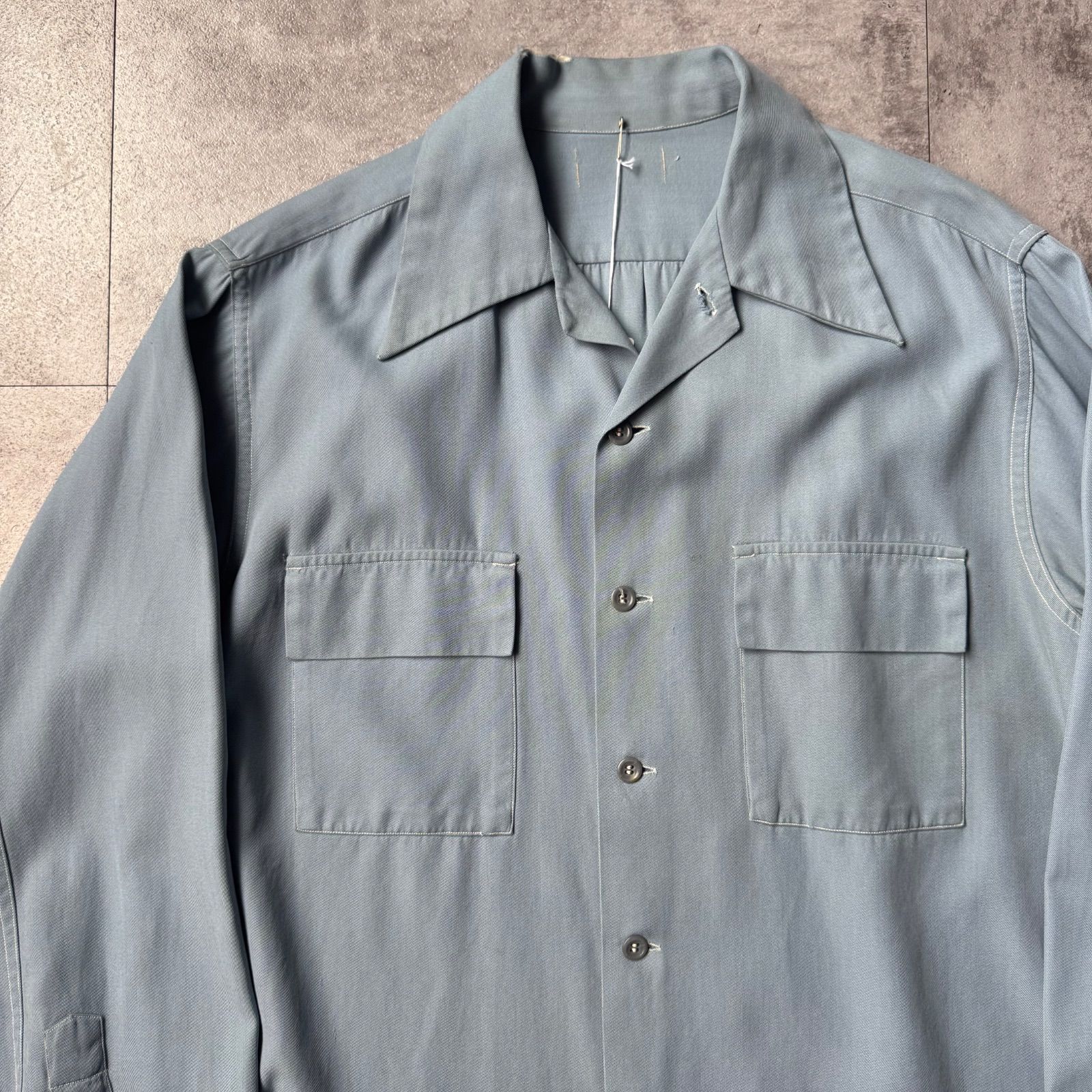 1940's〜 US Vintage Rayon Gabardine Box Shirt / 40年代