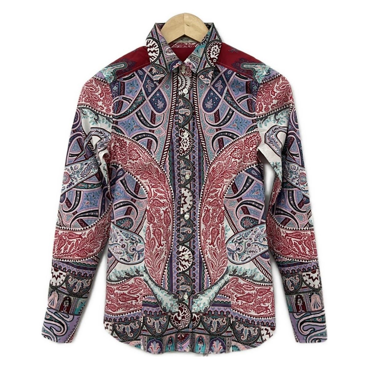 ETRO(エトロ) 長袖シャツブラウス サイズ38 S レディース美品  - パープル×レッド×ピンク×マルチ 長袖/ペイズリー柄 ETRO(エトロ) 長袖シャツブラウス サイズ38 S レディース美品