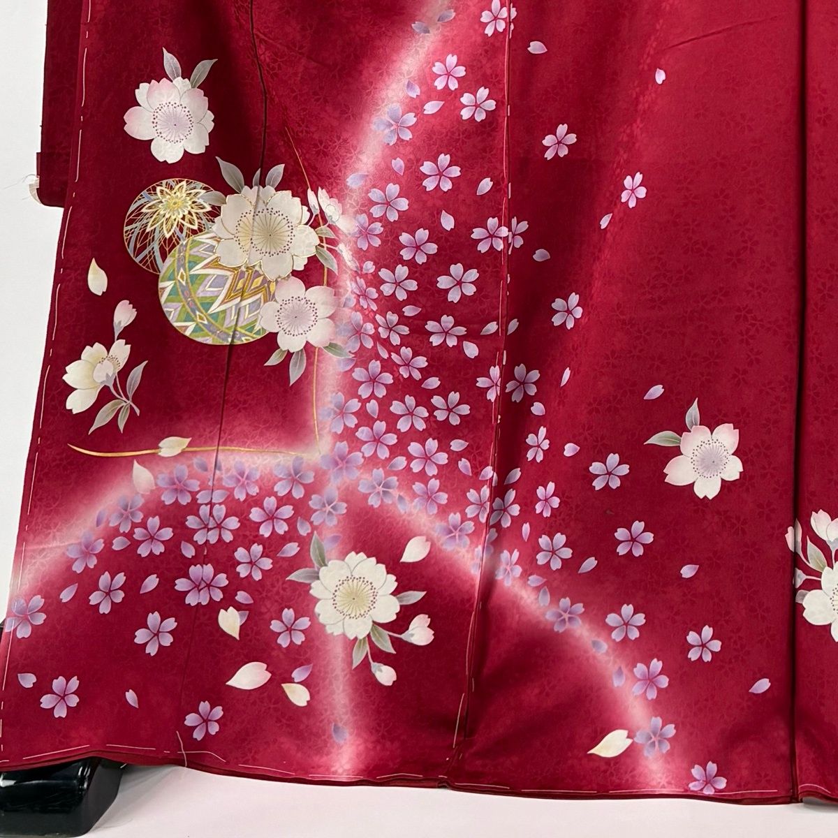 正絹 振袖 中古 赤 未仕立て