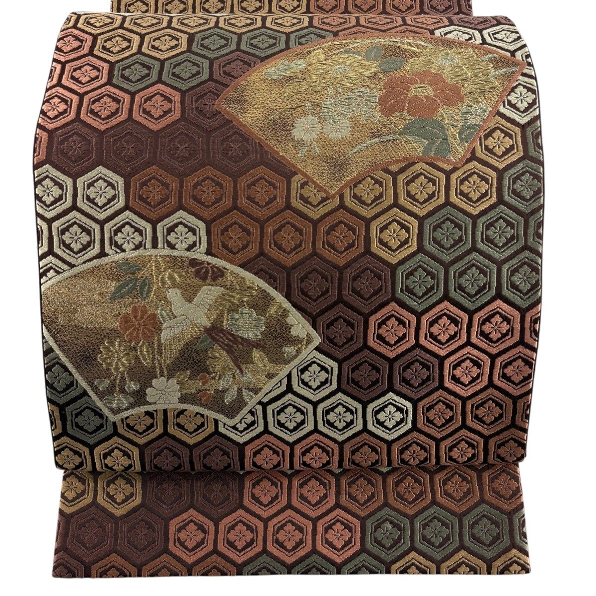 逸品□正絹□古代貝紫□桐箔菱取華文様袋帯□