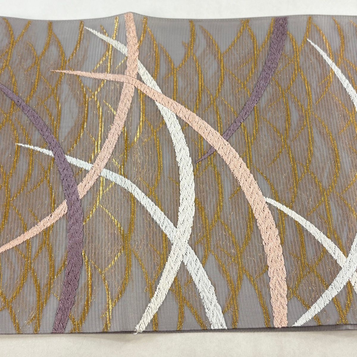 ◇503my39◇極上の逸品 河合美術織物 落款 紗 夏帯 金糸 芒 袋帯◇美品 