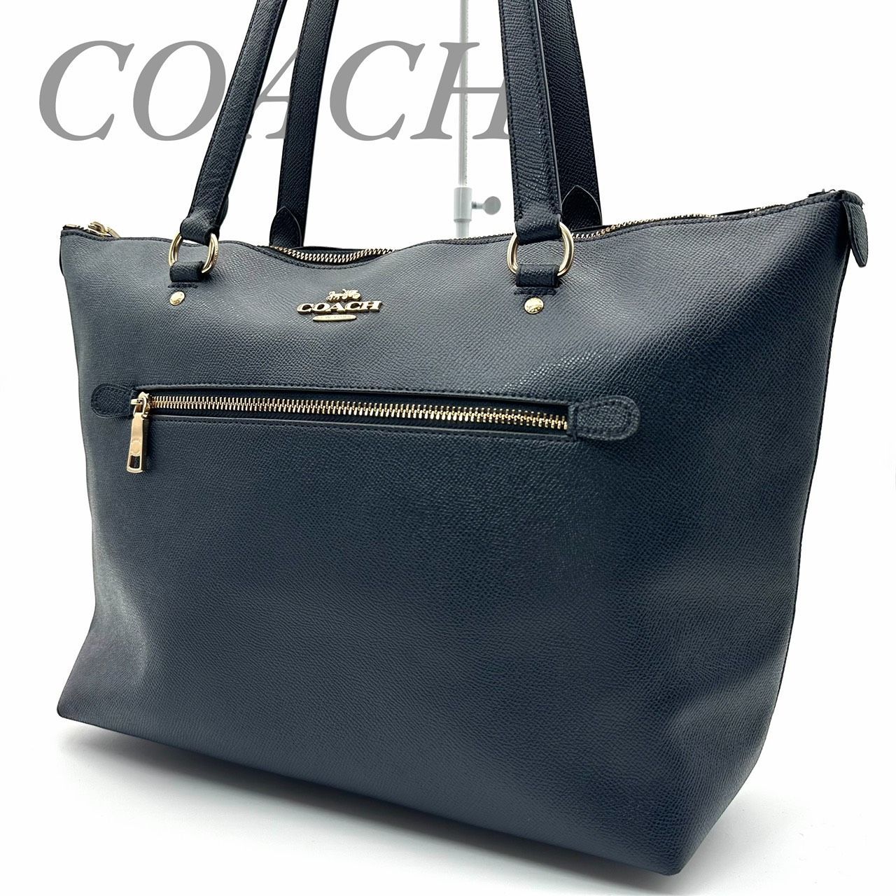 B4990】 【訳あり】 COACH コーチ トートバッグ 大容量 A4可 ネイビー 