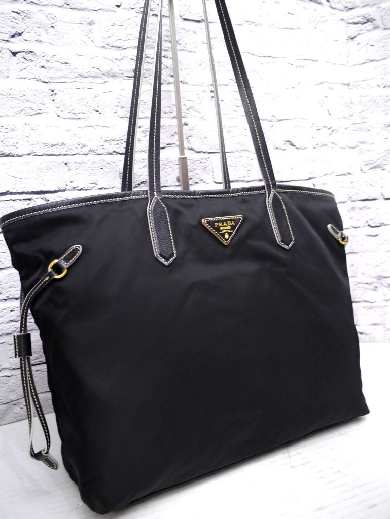 美品◇ PRADA プラダ A4対応 ビジネス可 ナイロンxサフィアーノ 美品◇ PRADA プラダ A4対応 ビジネス可 ナイロンxサフィアーノ