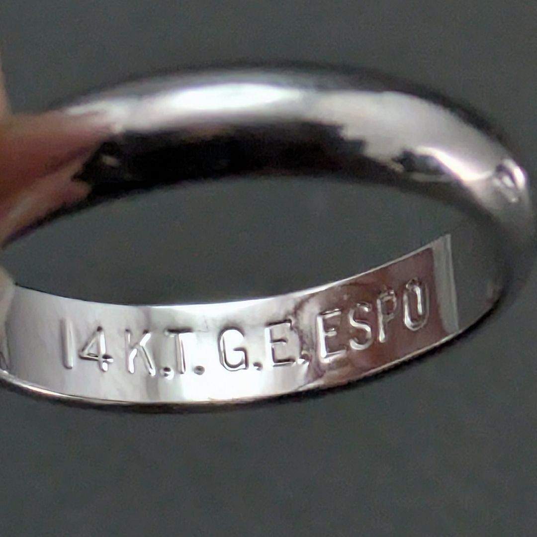 ESPO 8号 ヴィンテージ リング 14KT ホワイトゴールド プレーンバンド 