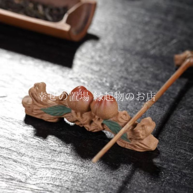 寿桃 筆置き ペン置き 筆架 文鎮 置物 風水 卓上置物 桃 オブジェ 小物