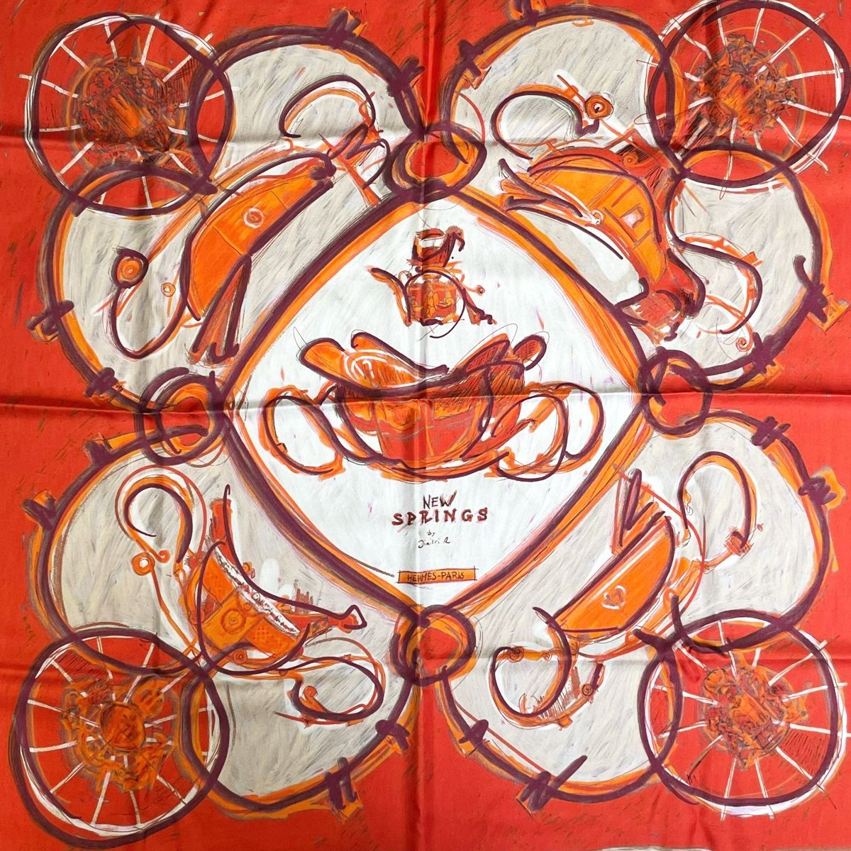 中古】 HERMES エルメス カレ90 ニュースプリングス New Springs