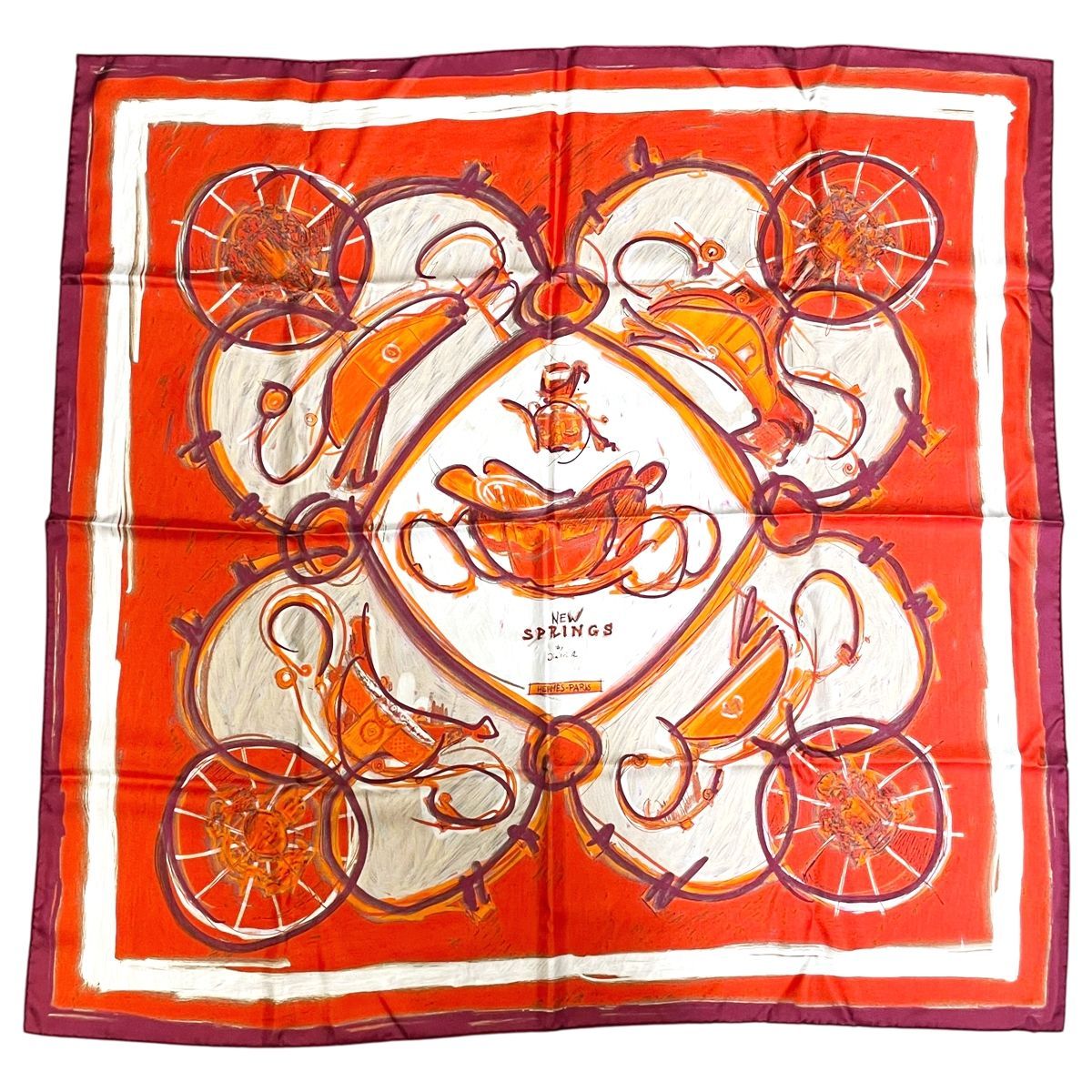 中古】 HERMES エルメス カレ90 ニュースプリングス New Springs