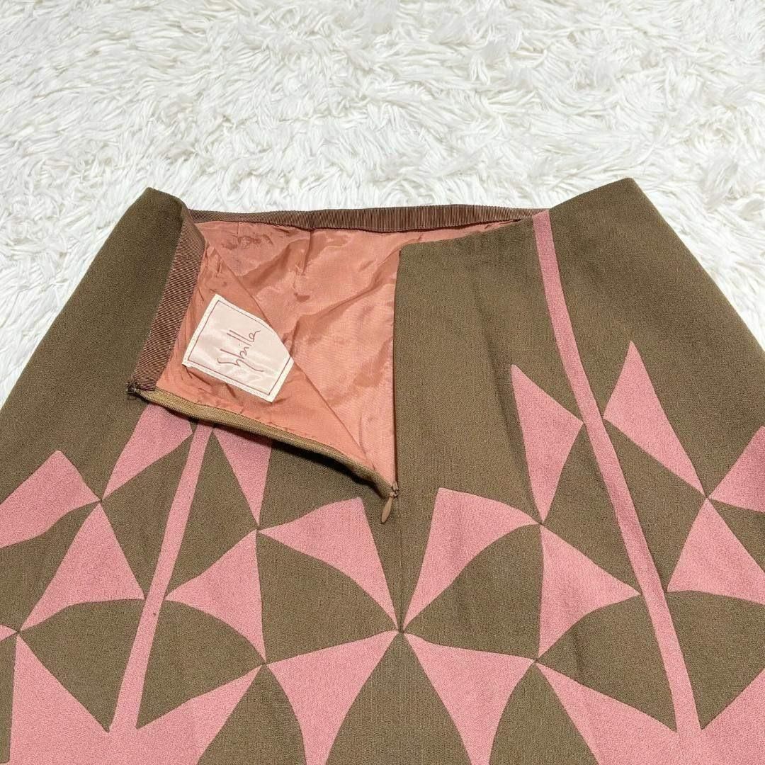 美品 sybilla パッチワーク スカート ジオメトリー M ピンク カーキ