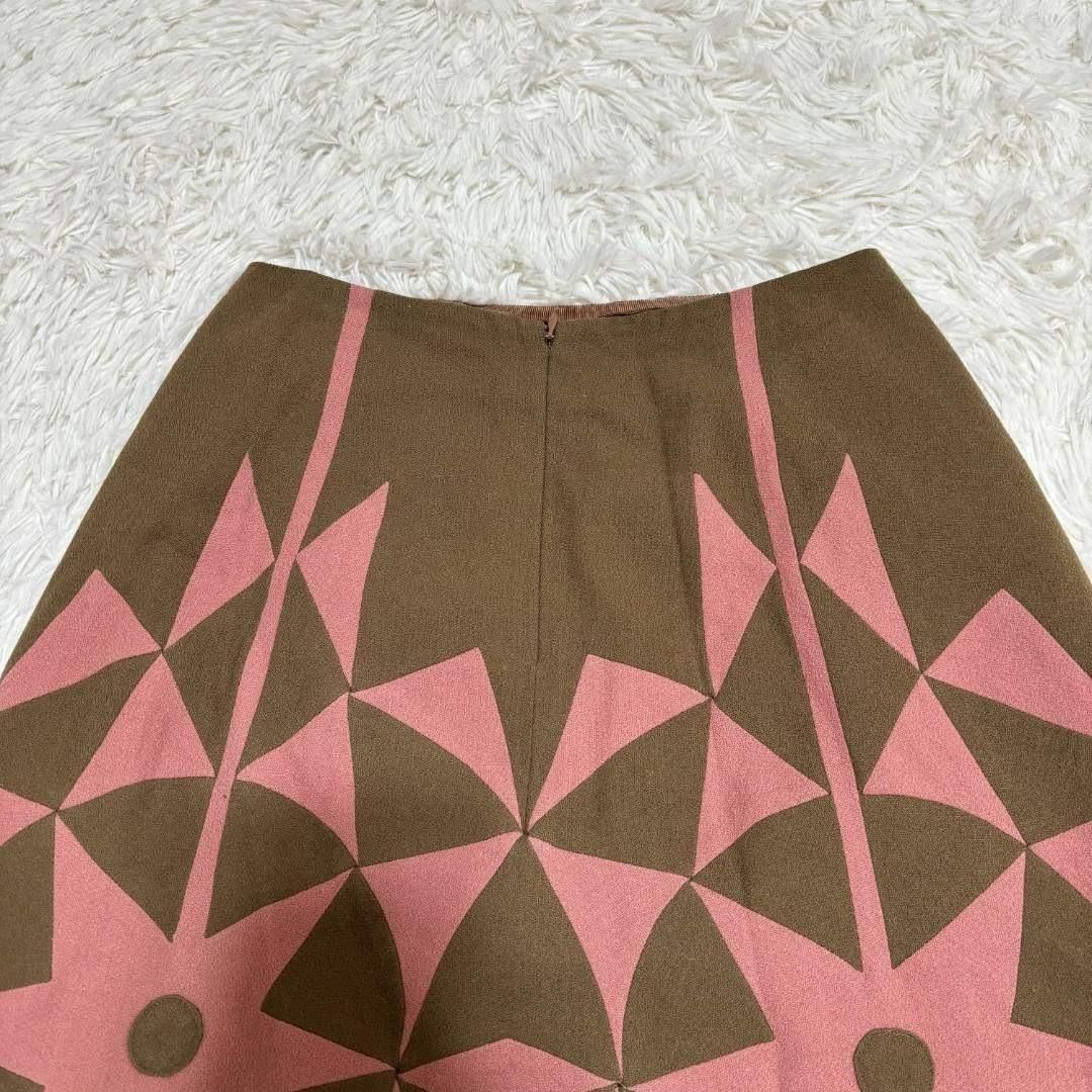 美品 sybilla パッチワーク スカート ジオメトリー M ピンク カーキ