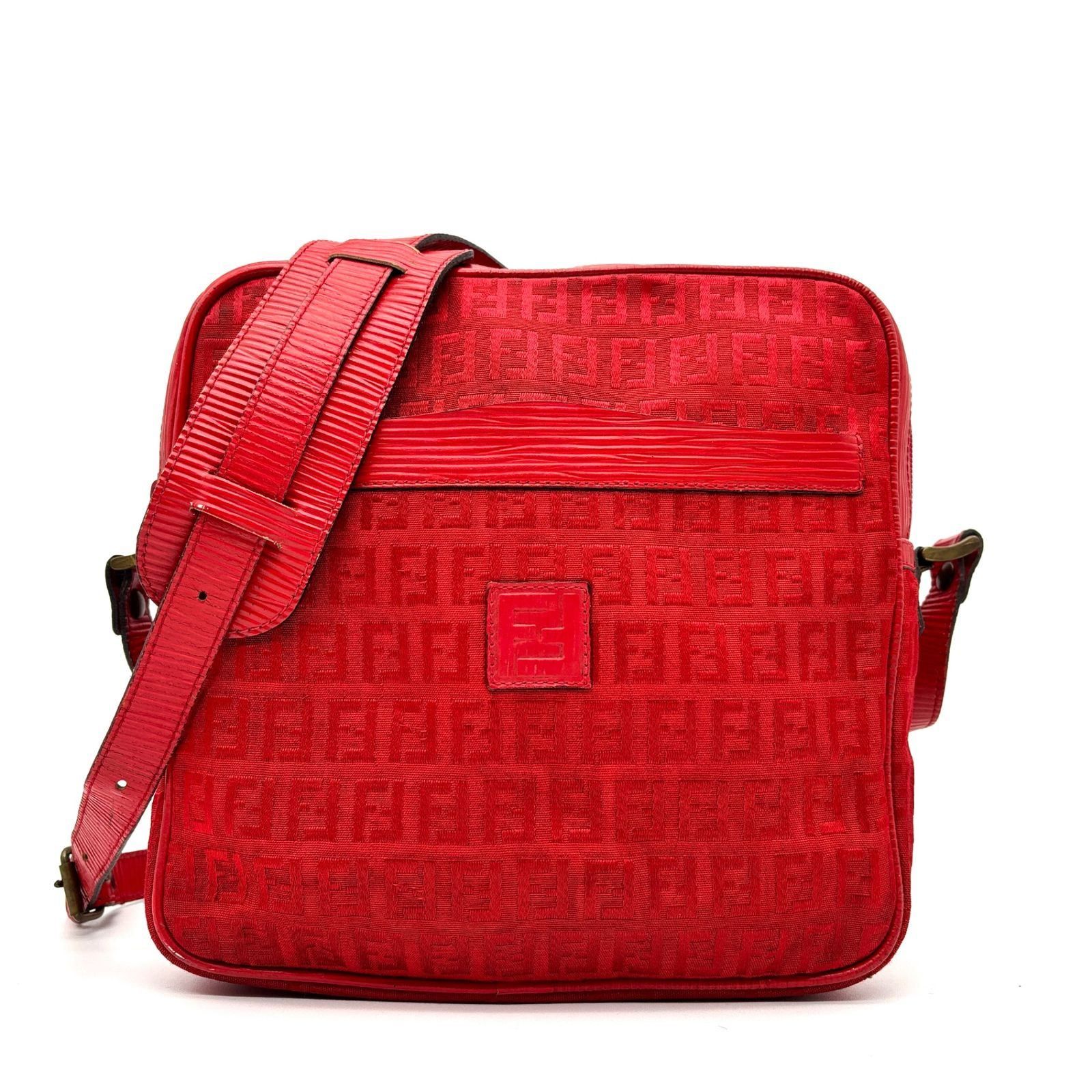 FENDI フェンディ ズッカ柄 ミニハンドバッグ レッド フェンディ FENDI