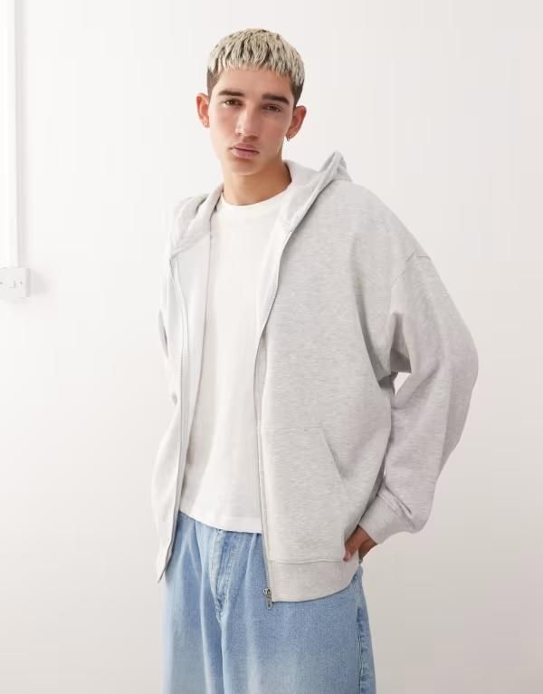 コルージョン メンズ アウター パーカー・スウェット パーカー COLLUSION zip up hoodie heather Gray グレー