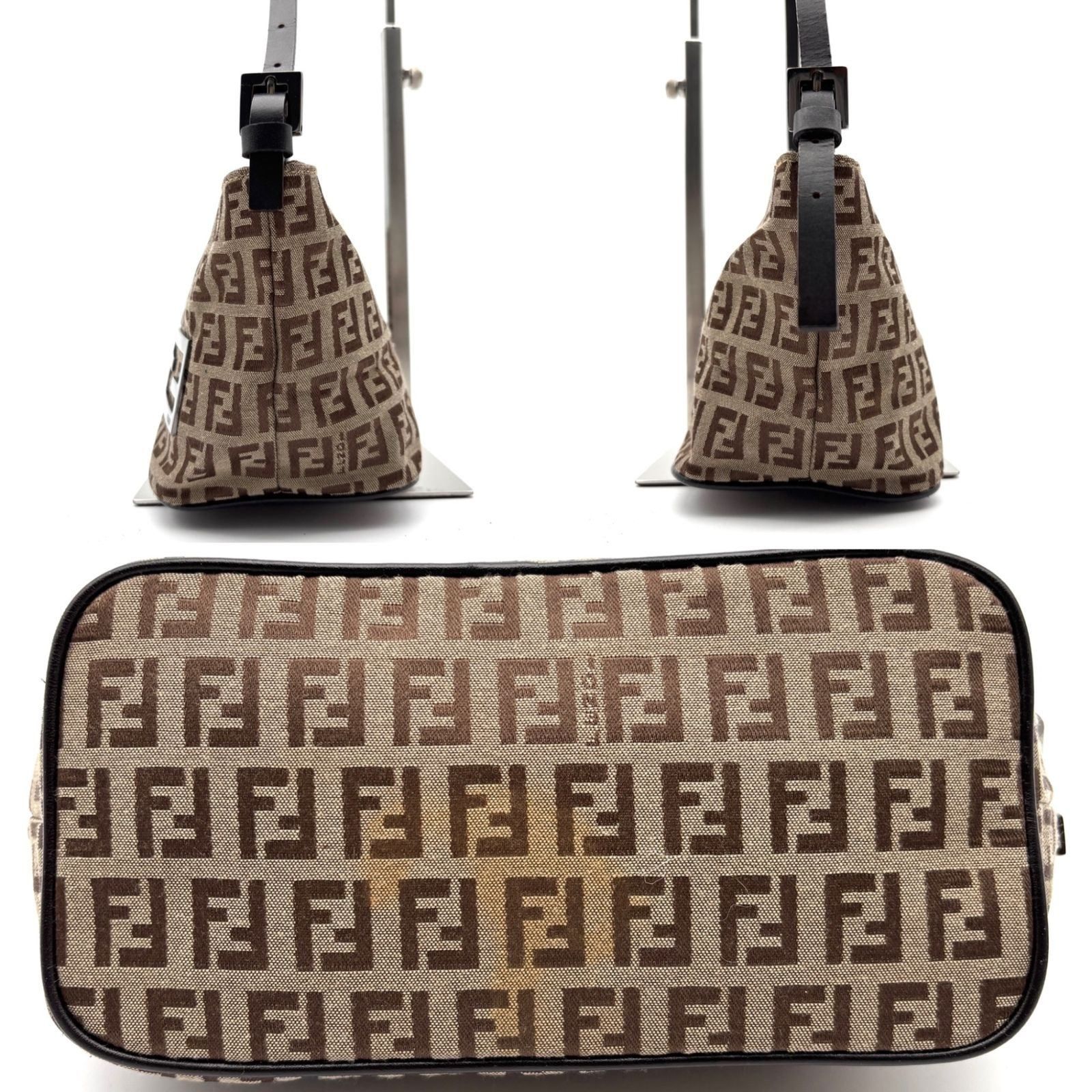 美品 FENDI フェンディ ズッキーノ アクセサリーポーチ ハンドバッグ 