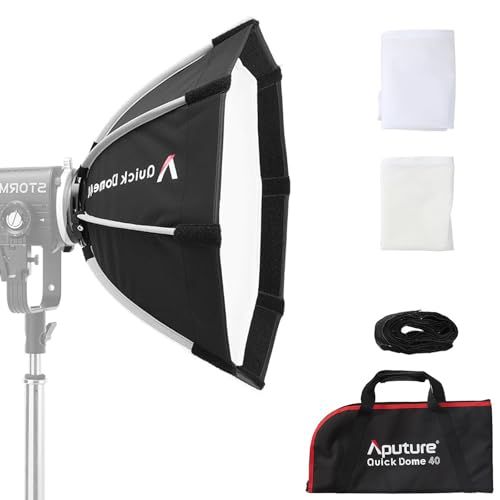 新品 Aputure Quick Dome 40 ProLock ソフトボックス - 40cm (16インチ) 円形八角形クイックリリースソフトボックス、8ロッドシステム、1/2ストップ拡散と40°グリッド付き、Aputure Storm 80c用に設計
