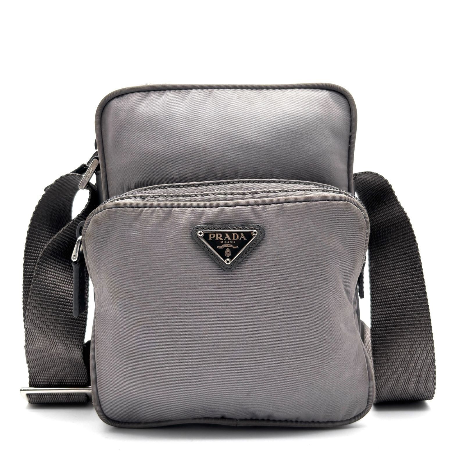 美品 PRADA プラダ テスート ナイロン ショルダーバッグ 三角ロゴ 白 