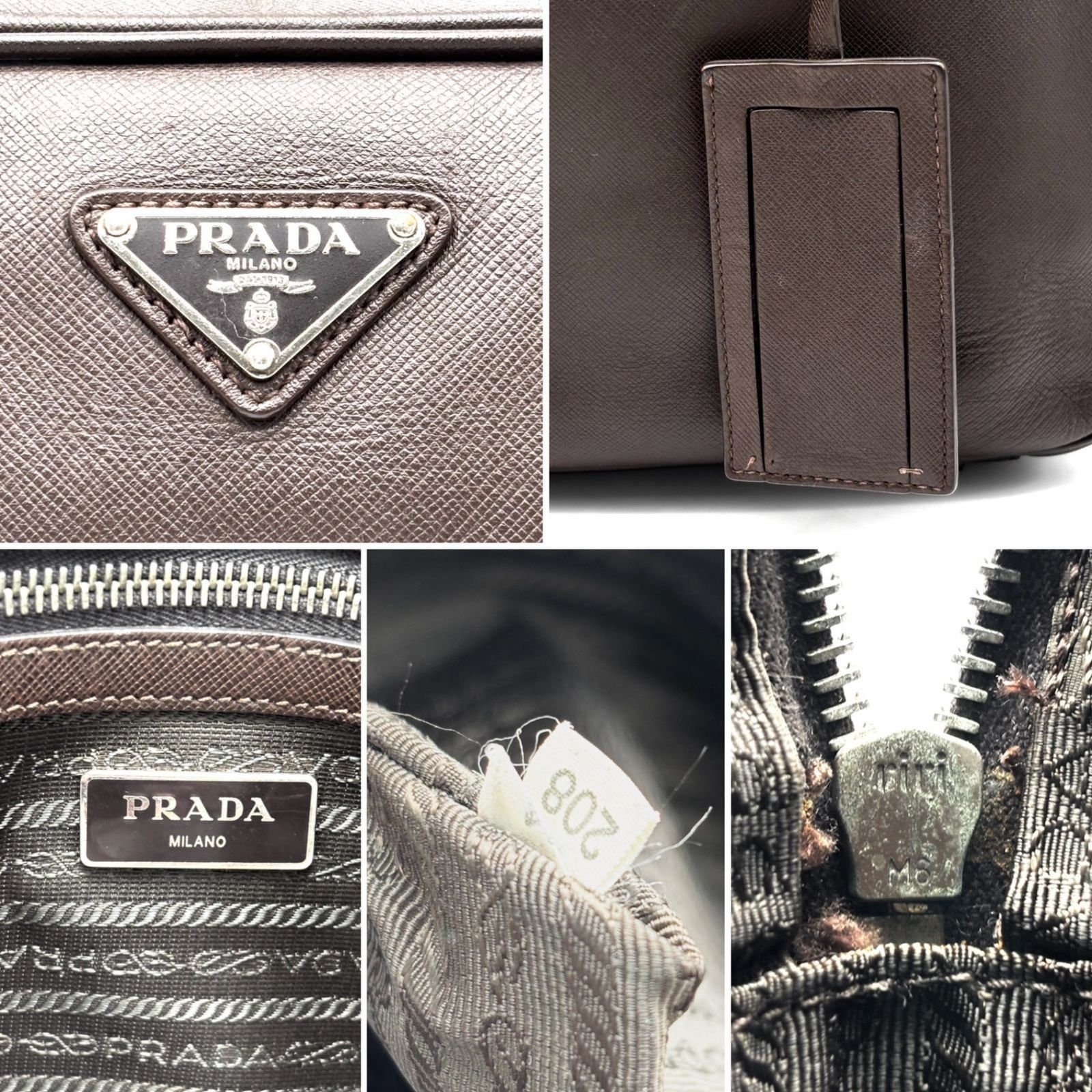 極美品 PRADA プラダ 白タグ サフィアーノレザー ブリーフケース 