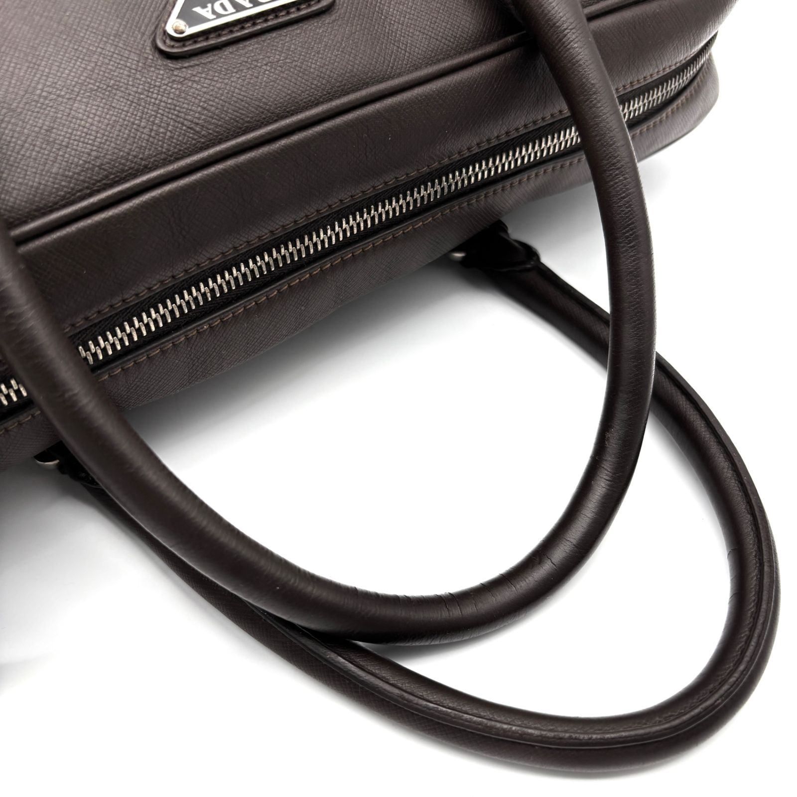極美品 PRADA プラダ 白タグ サフィアーノレザー ブリーフケース 