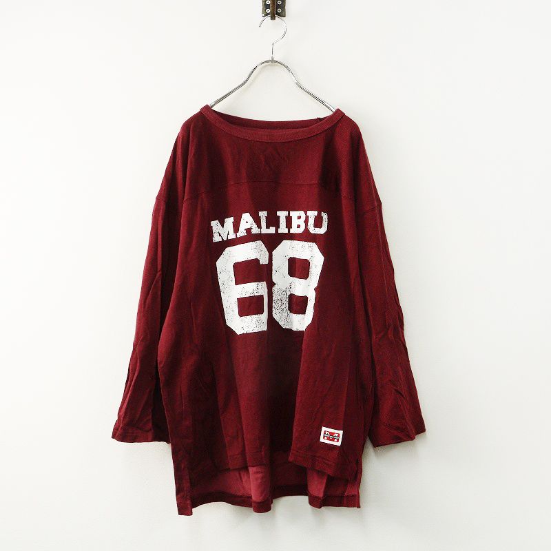 エーピーストゥディオ AP STUDIO 別注 athletic wear MASON レーヨンフットボールTシャツ∥ワインレッド系 カットソー【2400014879018】