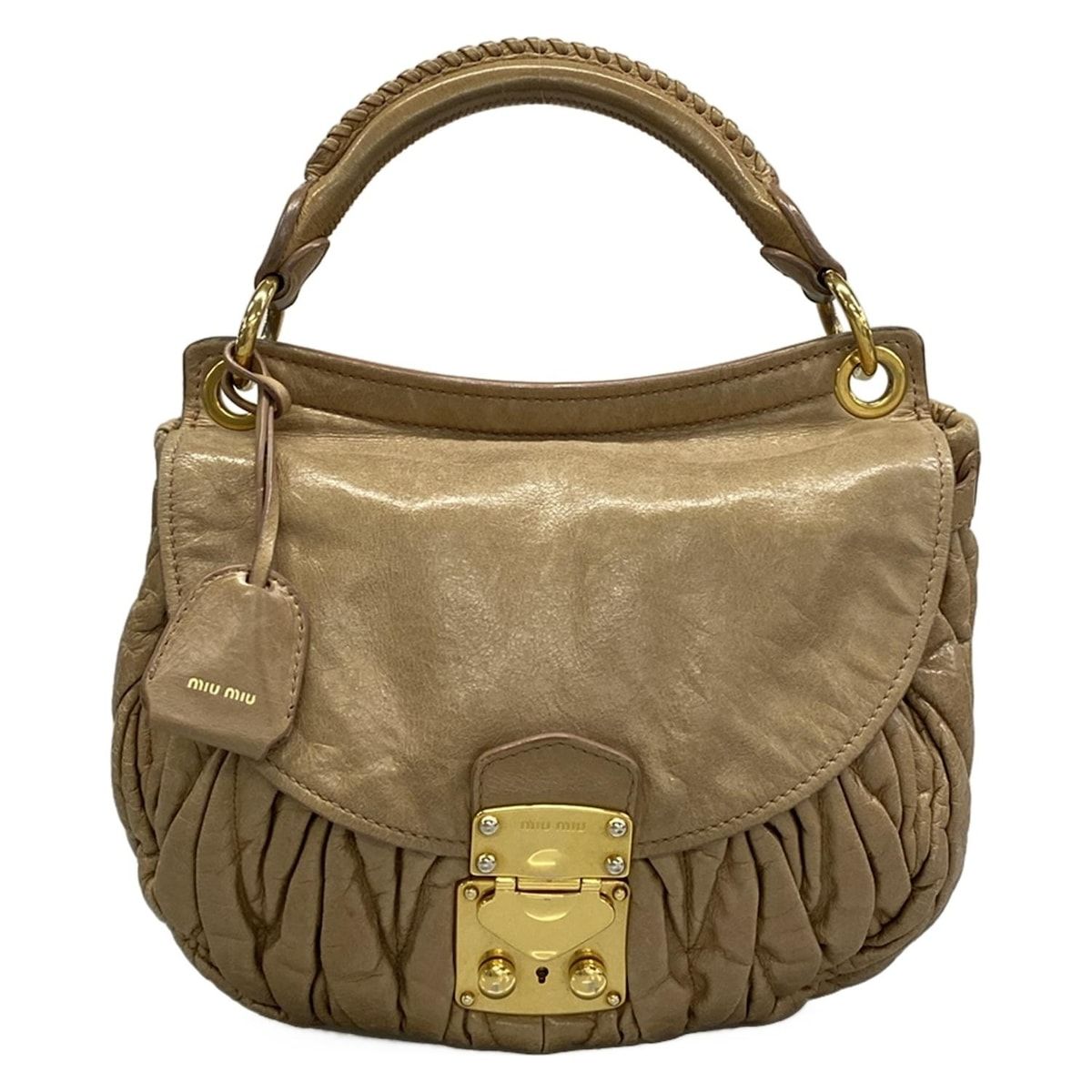 Miu Miu ベージュ レザーハンドバッグ マテラッセ miumiu(ミュウミュウ 