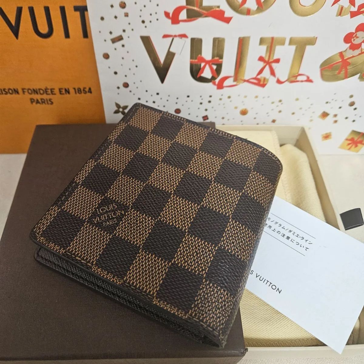 使用わずか】ルイヴィトン ダミエ エベヌ ポルトフォイユ マルコ NM