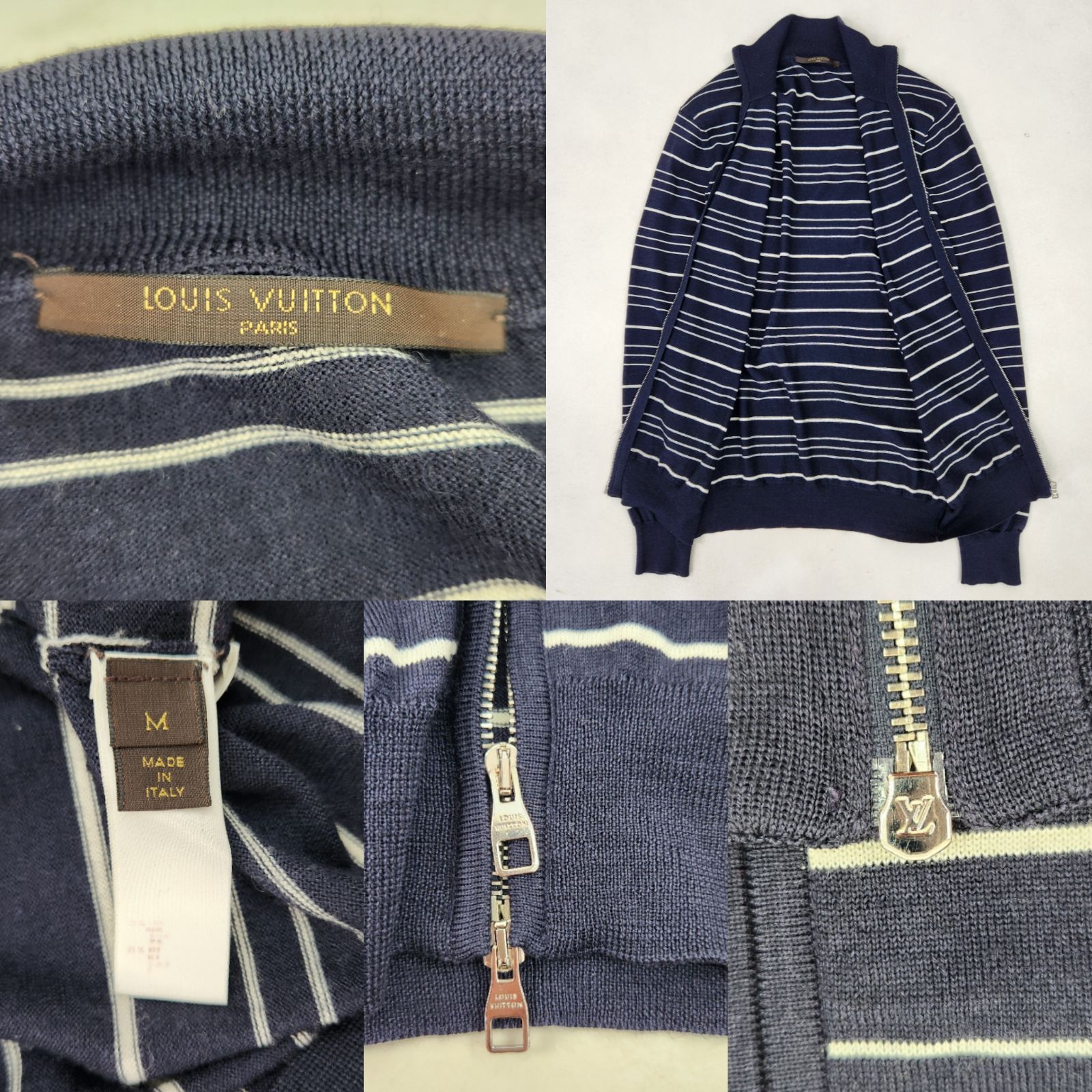 LOUIS VUITTON　ジャケット　ダブルジップ　ニット　ボーダー　シルク混 LOUIS VUITTON ジャケット ダブルジップ ニット ボーダー シルク混