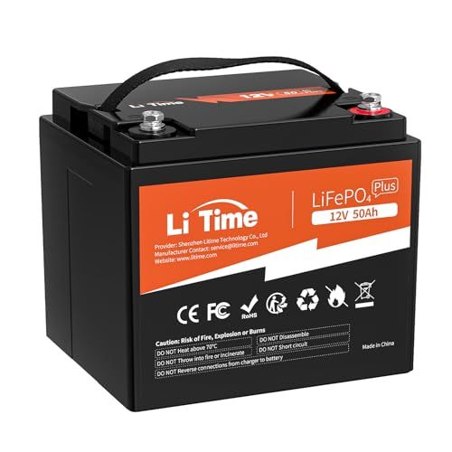 LiTime 12V50Ahリン酸鉄リチウムイオンバッテリー 640W出力電力 4000回以上サイクル 多重保護機能付き50AのBMS コンパクトで軽量化 LiFePO4バッテリー 鉛蓄電池の置き換え ポータブル電源自作 アマチュア無線 防犯 2b92d8de