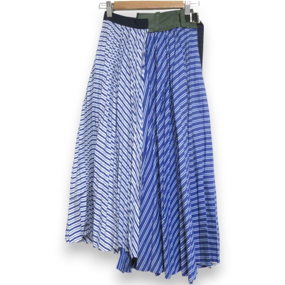 サカイ　ロングスカート　コットンギャバジン 美品 sacai サカイ Cotton Poplin Pleated Skirt シンメトリーロング