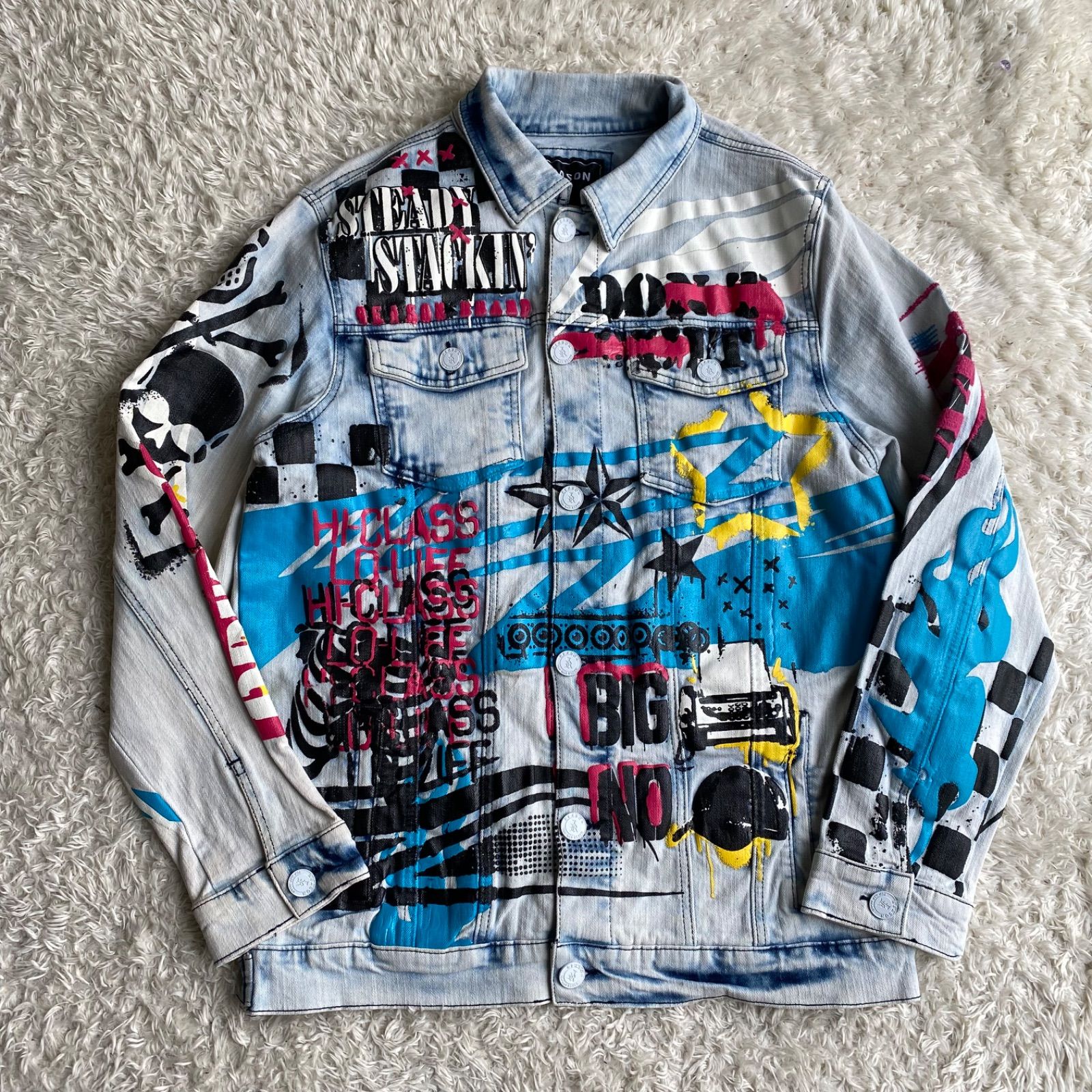 REASON CLOTHING リーズン デニムセットアップ ペイント加工 サイズL 