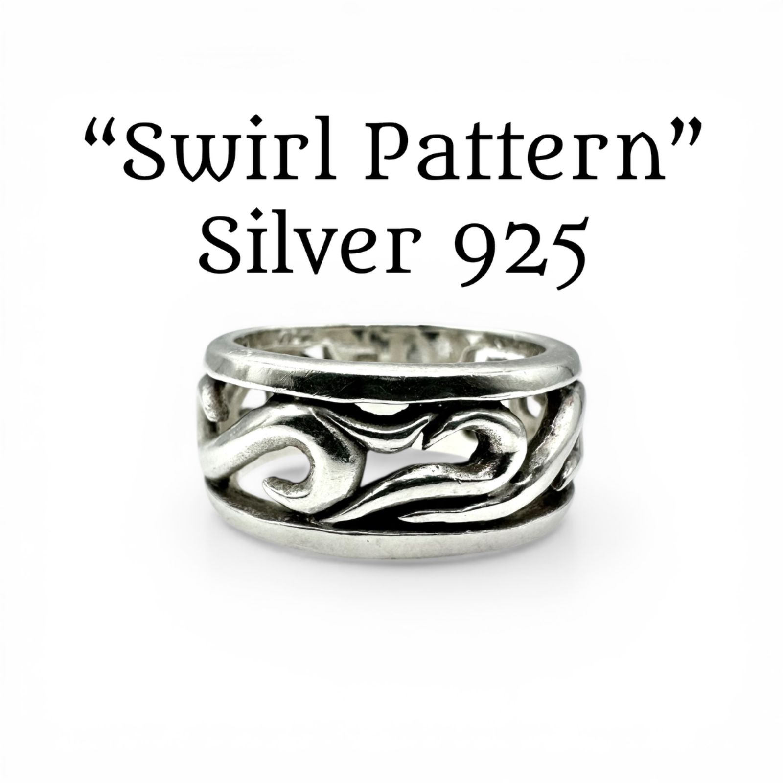 奥行きを添える】スワール 流線 SILVER 925 刻印 90s Vintage Design 