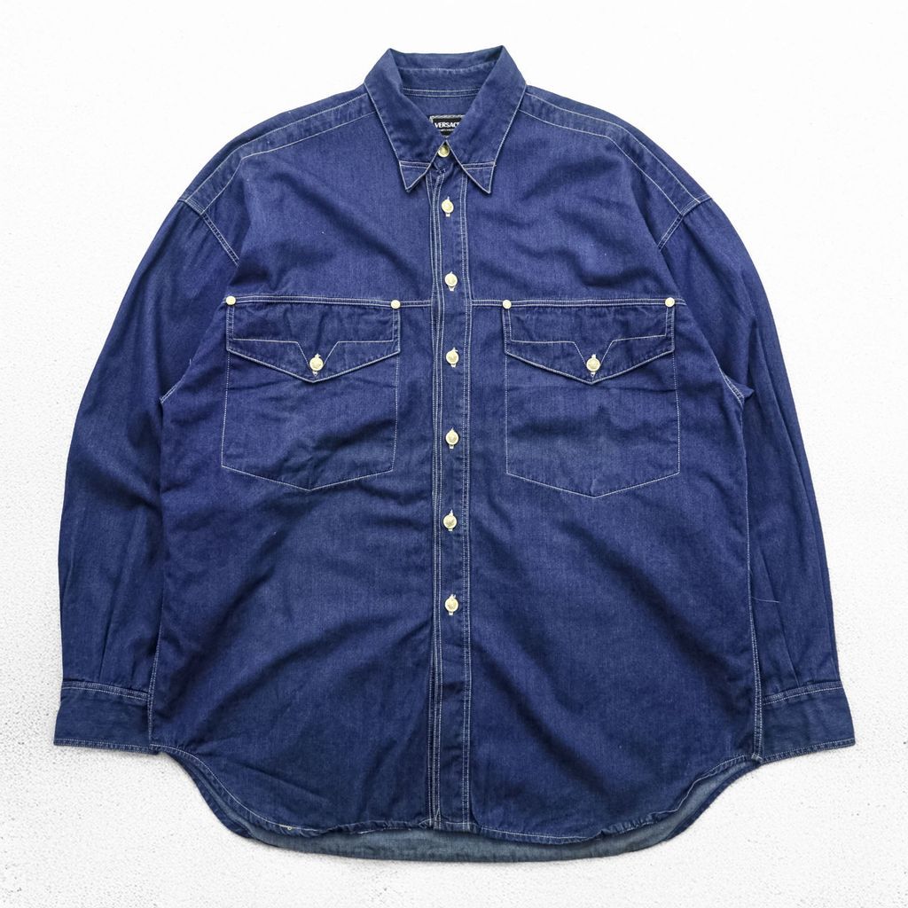 VERSACE 90年代 ヴィンテージ デニムシャツ XL インディゴ JEANS