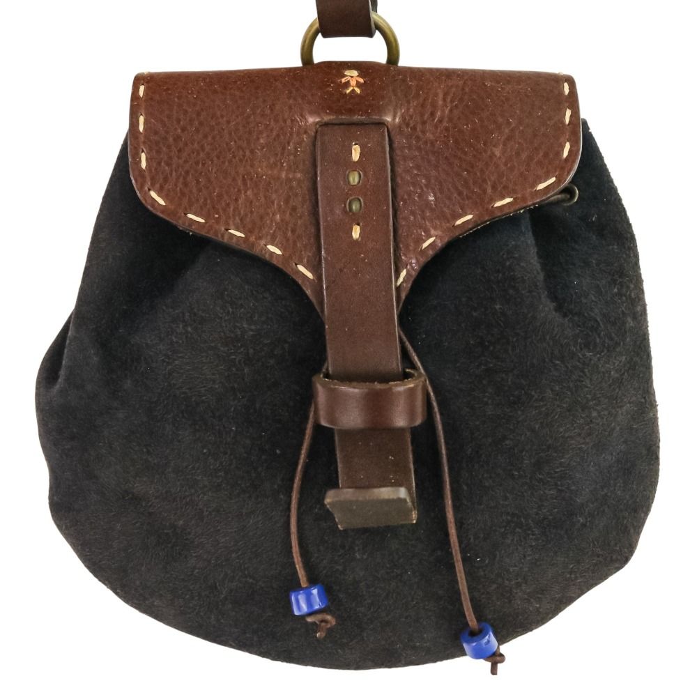 HENRY BEGUELIN エンリーベグリン オミノ レザー スエード ショルダーバッグ ポーチ ネイビー ブラウン メンズ レディース 古着 中古 USED HENRY BEGUELIN エンリーベグリン オミノ レザー スエード ショルダー