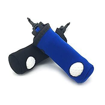 Silfrae ゴルフボールキャリアバッグ ゴルフボールホルダー ゴルフティーキャリアバッグ ボール3個用 ゴルフティー3個 ブラック ブルー (ブラッ